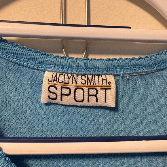Jaclyn Smith Sport Short Sleeve Button-Down Top in Bright Blue - Picture 2 of 3